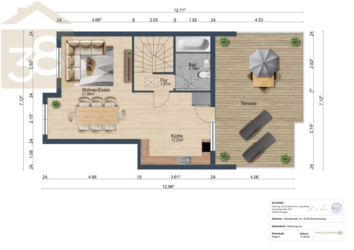 Grundriss Plaungsvorschlag Etage 4