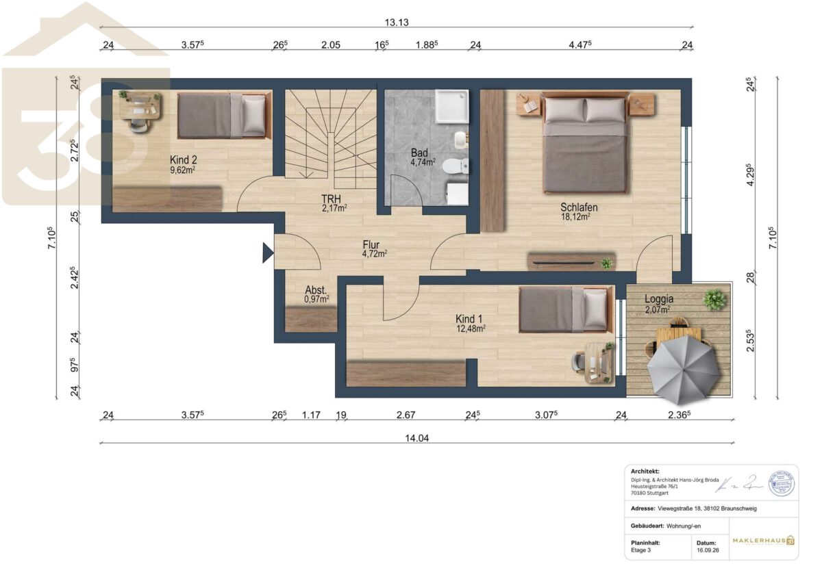 Grundriss Plaungsvorschlag Etage 3